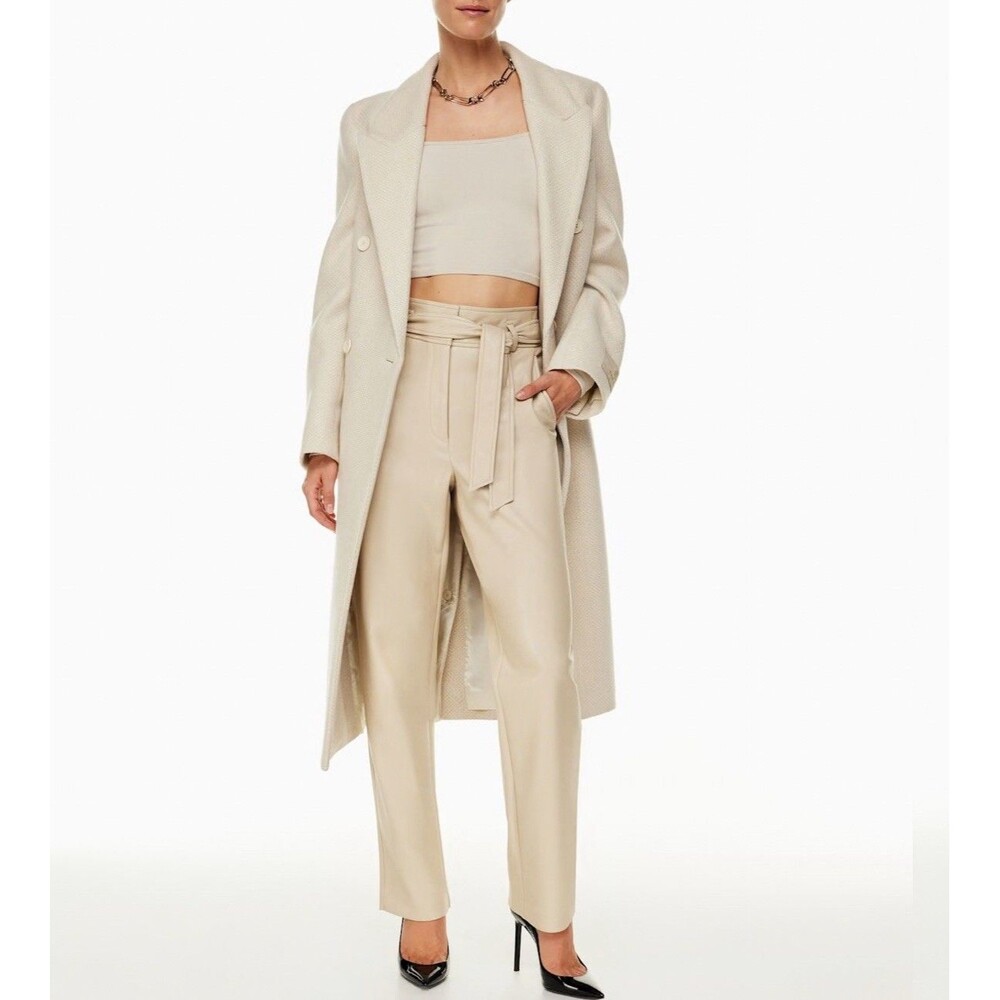 Aritzia Babaton Faux Leather Belted Pant Gray Soft Vegan Stretch Women's Size 4